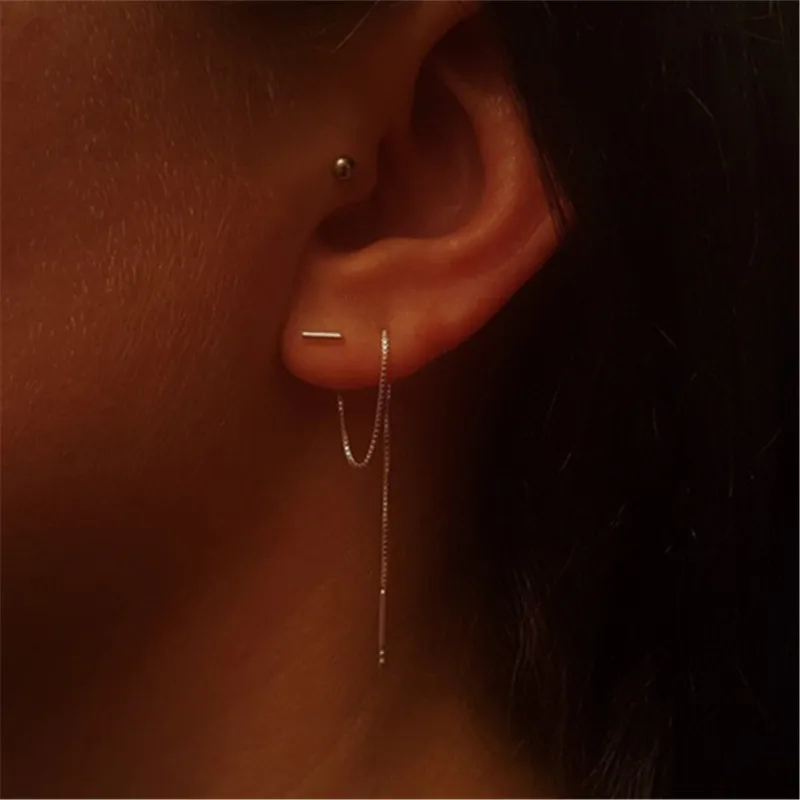 925 пробы Серебряные длинные серьги-гвоздики с кисточками для женщин Bijoux модные ювелирные изделия Pendientes Mujer Moda eh1345