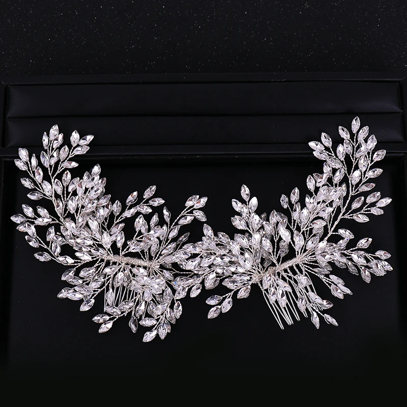 

Trendy Silver Color Crystal Rhinestone Hair Comb Accessories Wedding tiara Bridal Headpiece Hair ornaments Bride Hair Jewelry