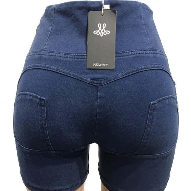 Summer Bermuda Shorts High Waisted Stretchy Skinny Shorts Women Blue Jeans Short For Women Zipper Fly 6