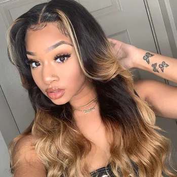 

Simbeauty Pre Plucked Ombre 360 Lace Frontal Human Hair Wigs with Baby Hair 150Density Glueless Silk Top Full Lace Wigs Remy