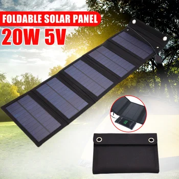 

High 20W Solar Panel Folding Waterproof Sun Power Solar Cells Charger 5V 2A USB Output Devices Portable for Outdoor Camp phone