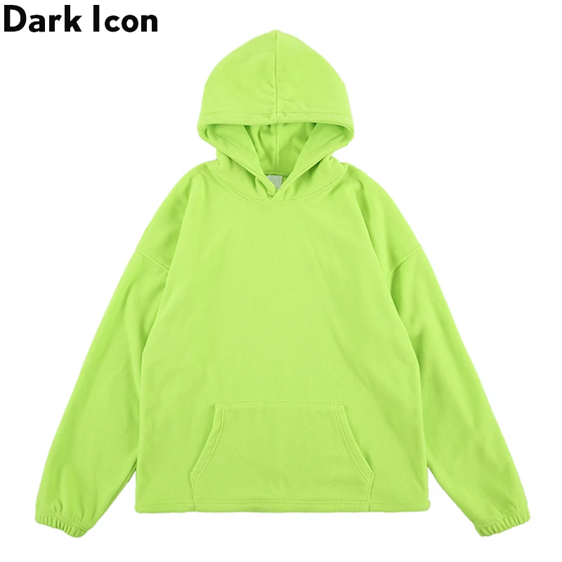 

Dark Icon Front Pocket Plain Fleece Hoodie Men Solid Color Simple Style Hip Hop Hoodies Streetwear Hooded Man Multiple Colors