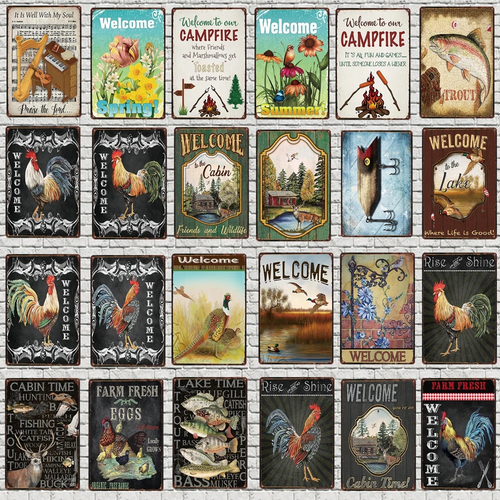 

Fishing Warning Sign Plaque Metal Vintage Animal Protection Tin Sign For Wall Poster Bar Art Home Decor Cuadros DU-4989A