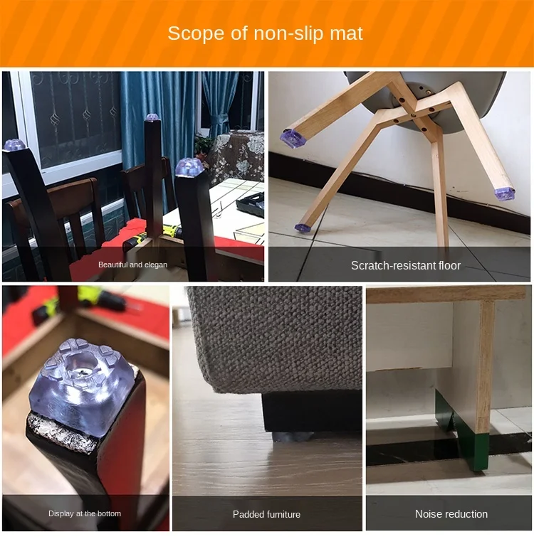 12pcs Rubber Transparent Non-slip Chair Leg Furniture Table Floor Feet Cover With screws Mute Sofa Stool Protector Accessories