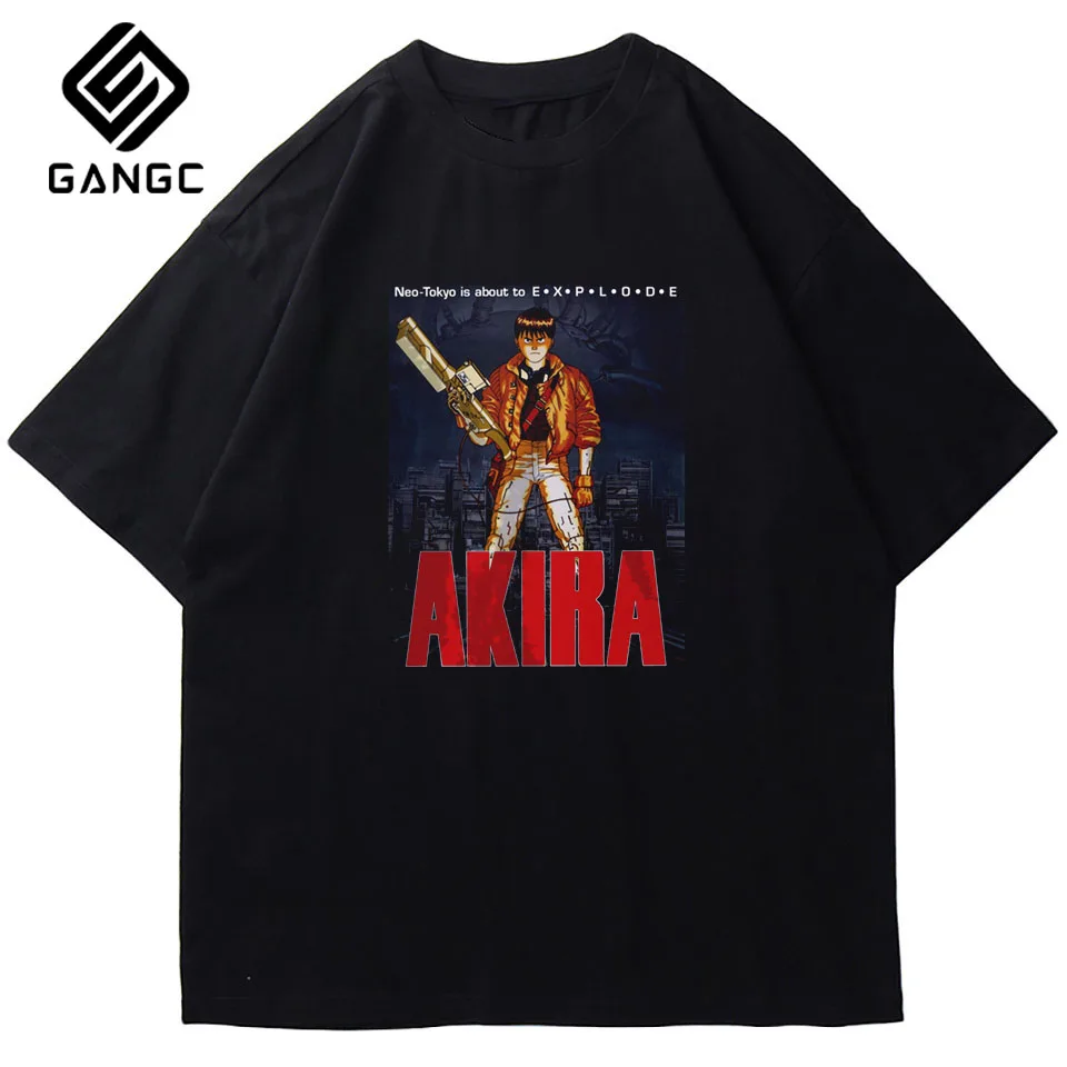 

Men Japanese Anime T-Shirt Summer Casual Hip Hop Short Sleeve Tshirt Cartoon Streetwear Vintage Harajuku Akira Synthwave T Shirt