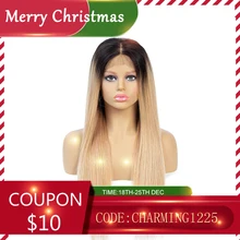 Очаровательный прямые Синтетические волосы на кружеве парик человеческих волос Синтетические волосы на кружеве al парик 150% плотность 4X4 перуанский прямые Синтетические волосы на кружеве парики из натуральных волос на кружевной T1B/27