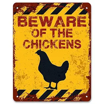 

Beware of The Chickens | Vintage Metal Garden Yard Warning Sign | Allotment Sign