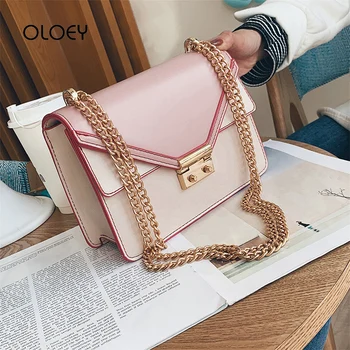 

Contrast Color Flap Crossbody Bags For Women bag 2019 luxury Purses and handbags Designer Chain Small Square shoulder Bags Bolsa