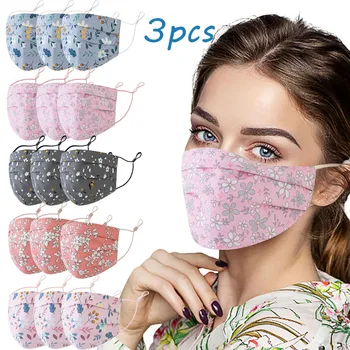

3pcs Mascarilla Adulto Floral Printed Face Mask Adjustable Washable Safet Protect Mascarillas Masks Breathable Reusable Маска