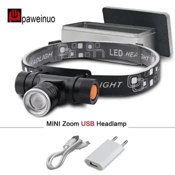 

Mini led headlamp xml2 usb charger led headlight zoom focus 18650 battery waterproof headlight head torch for running camping