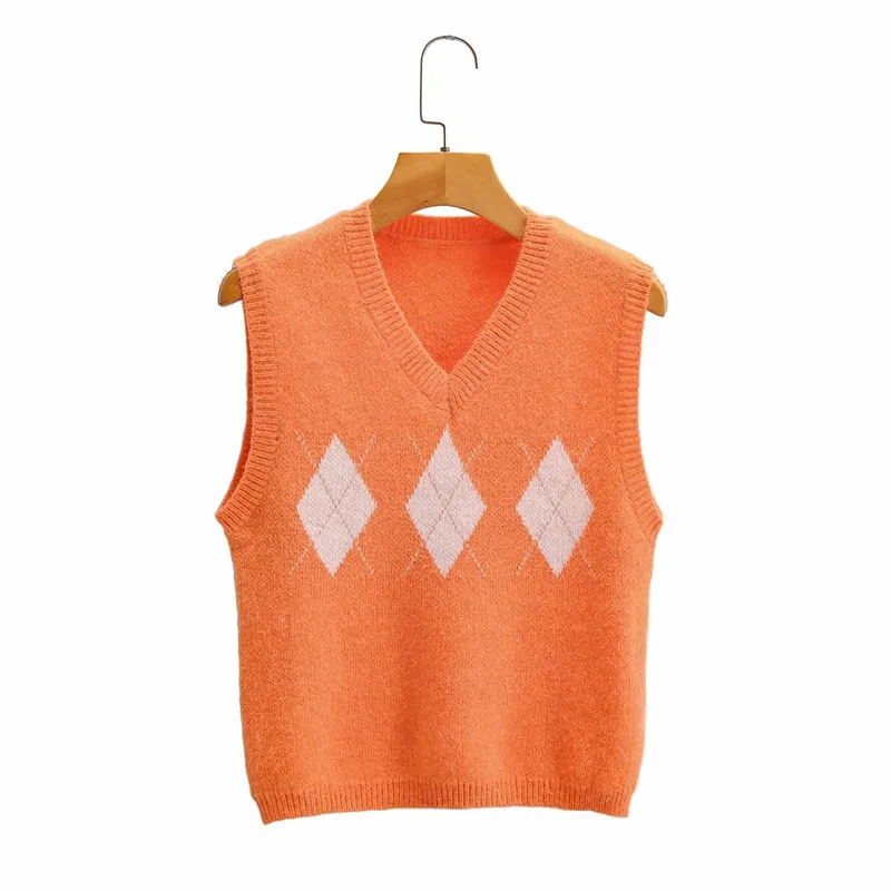 

School Vest Sweater for Ladies Girls Kids Winter Sweaters Sleeveless Women Autumn Pullover Plaid Knitted Winter Tops Free Size