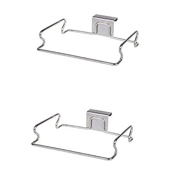

New-2 Packs Stainless Steel Trash Bag Holder for Kitchen Cabinets Doors and Cupboards Portable Garbage Tray Holder