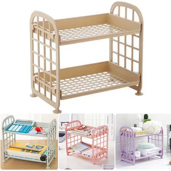 

Multi-function Double Layer Hollow Shelf Plastic Cosmetics Desktop Storage Rack With 2 Tier Shelf Holder Household FPing