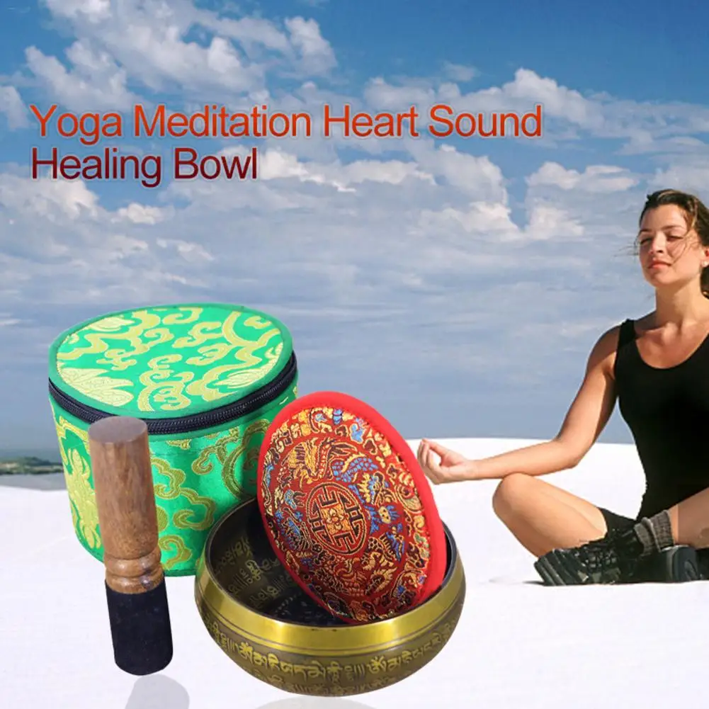 

Tibetan Buddhist Singing Bowl Set Handmade Design Includes Striker Silk Cushion Carrying Case For Meditation Chakra Healing Yoga