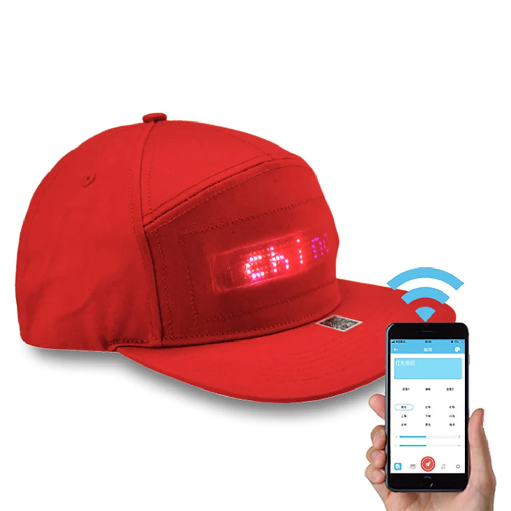 

Hip Hop Hats for Men Women Bluetooth LED Hat Programmable Credit Roll Message Display Board Baseball Cap Fashion M7