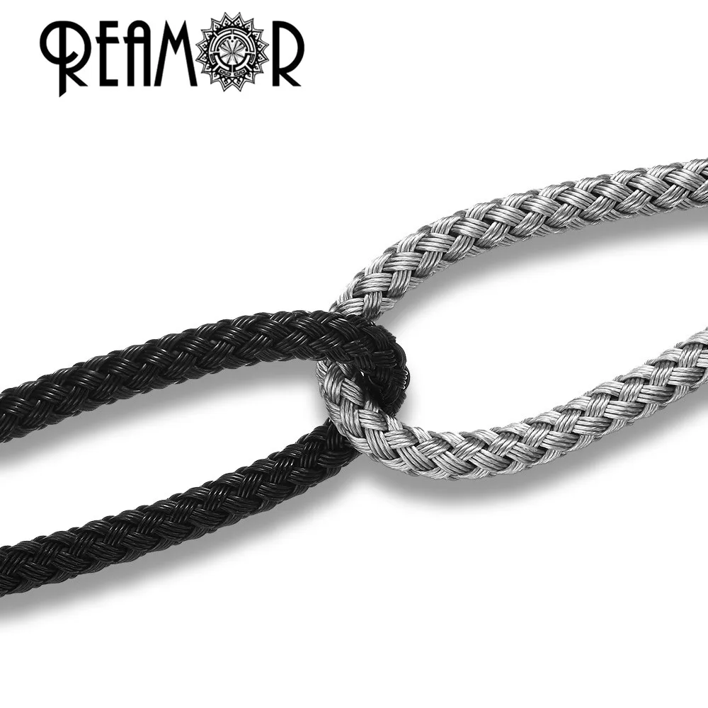REAMOR, сделай сам, нержавеющая сталь, черный, золотой, серебряный, стальной трос, ювелирные изделия, 4 мм/5 мм, плетеные кожаные шнуры для изготовления браслетов