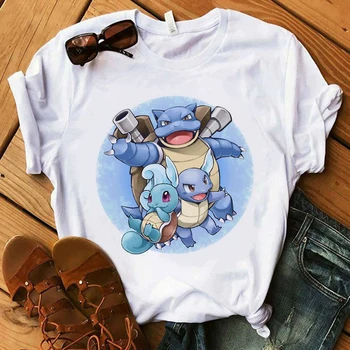 

Kawaii Cartoon Ctue Pikachu Printed T-shirt Woman 2020 Summer T-shirt Harajuku Japanese Pokemon Tops Streetwear Women T-shirt