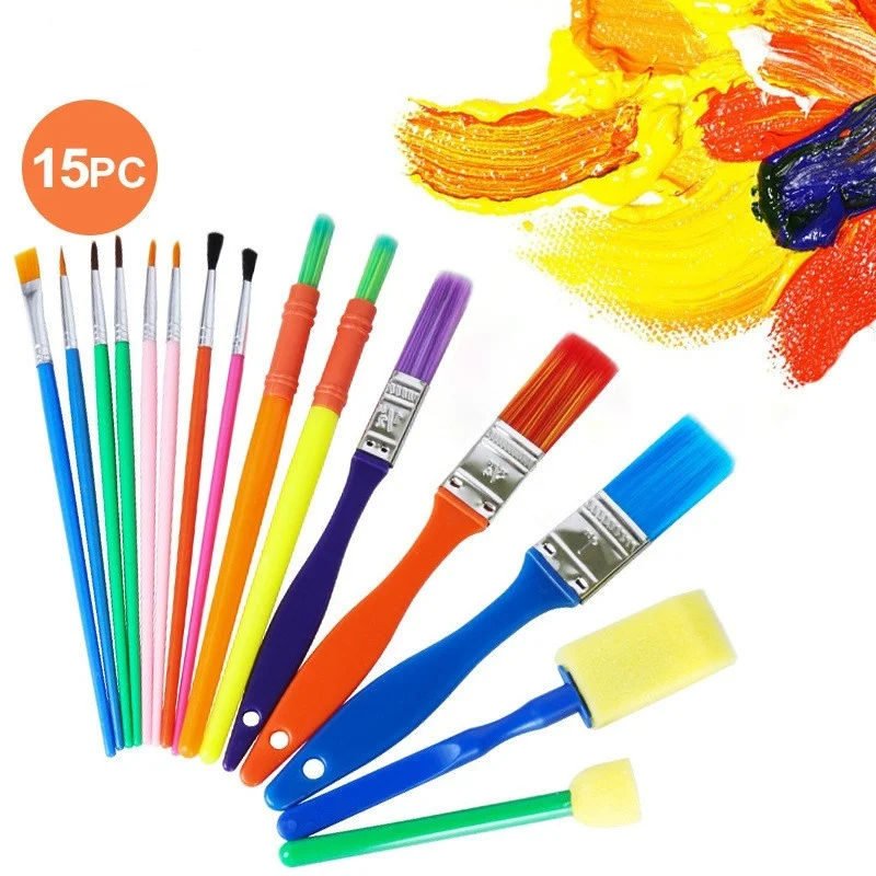 15 Uds DIY niños esponja para pintura EVA rodillo Set de pinceles de pintura La Escuela estacionario de los niños conjunto de pinceles de pintura