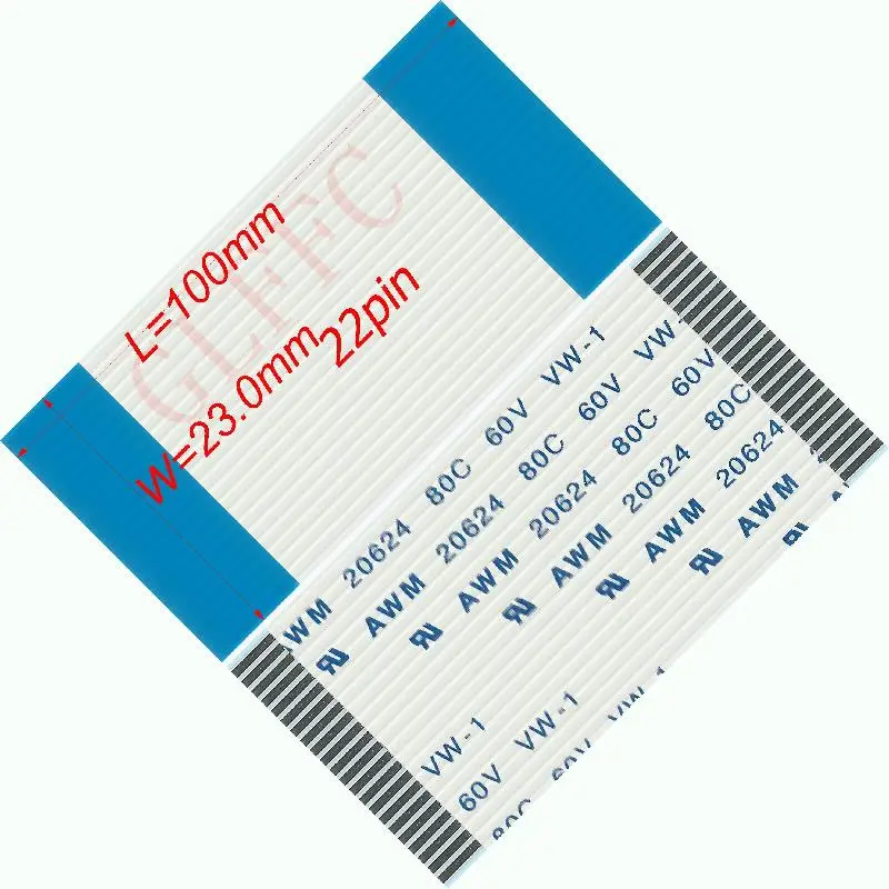 1 0 шаг 14 ~ 22pin 550 1450 мм A-Тип Гибкий плоский кабель FFC awm 20624 ROHS для TTL LCD DVD Компьютера |