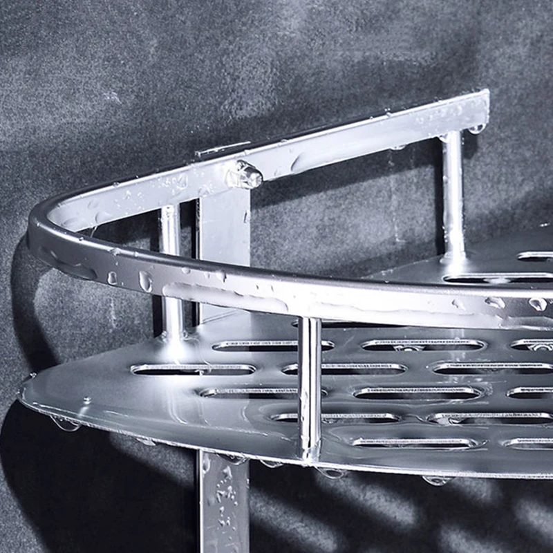 

1X Double Layers Shelf Holder Hanger Storage Rack Double Corner Space Aluminum For Bathroom Kitchen Hotel 33*21.5*21.5cm