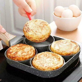 

4-hole Omelet Pan For Burger Eggs Ham PanCake Maker Frying Pans Creative Non-stick No Oil-smoke Breakfast Grill Wok Cooking Pot