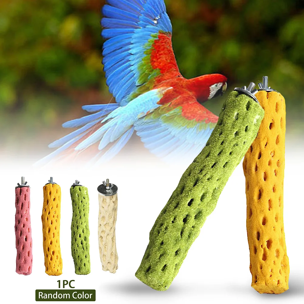 Насест для попугая Прочный инструмент игрушки для домашних животных для птиц портативный держатель смолы перчи шлифовальный коготь стержень сломанный-стойкий подарок случайный цвет