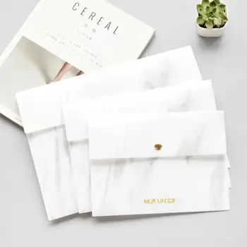 

1PC A5 B5 A4 Durable Marble File Folder PP A4 Document Holder Paper File Business Expanding Bag Snap-On Bag Case File Organ L8R0