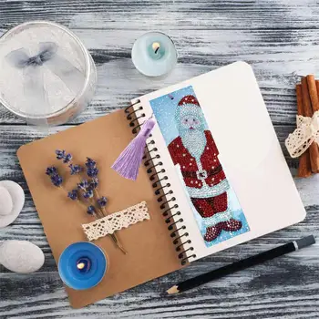 

1PC 5D DIY Diamond Painted Leather Bookmark With Tassel Book Special Logo Shape Diamond Embroidery S9W3