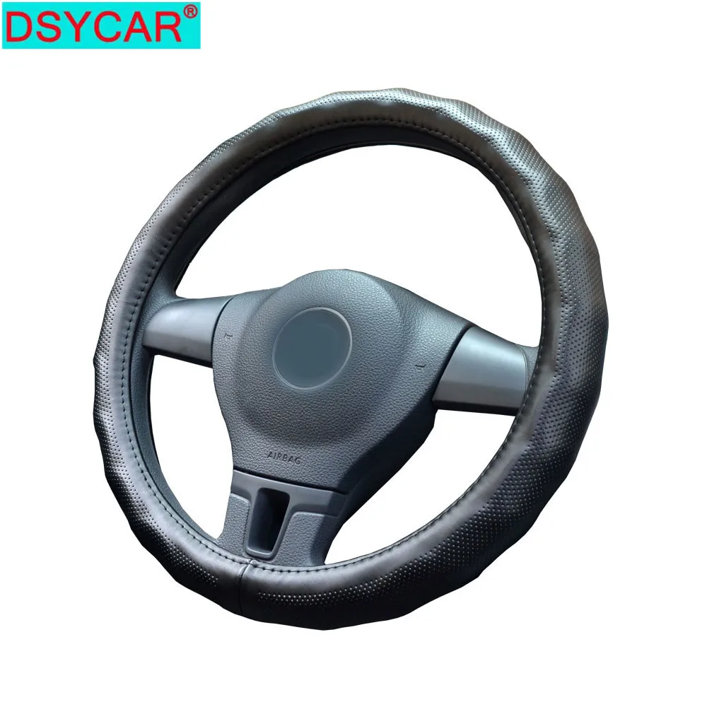 DSYCAR 1 шт. чехол рулевого колеса автомобиля из натуральной кожи дышащие противоскользящие рулевые чехлы подходят 38 см Авто украшения