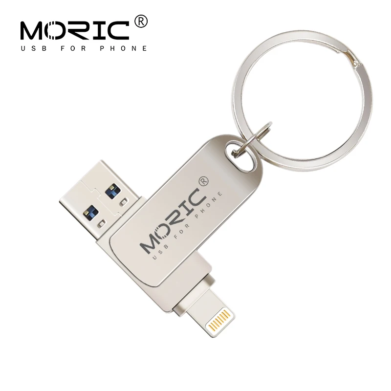 Металлический флэш накопитель с разъемом Lightning Moric 64 ГБ 32 128 для iPhone USB 256 карта