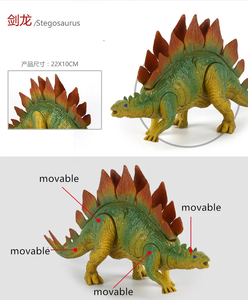 1 шт., 20-28 см, модель подвижного динозавра, Парк Юрского периода, детские игрушки, T-REX, трицератопс, Брахиозавр