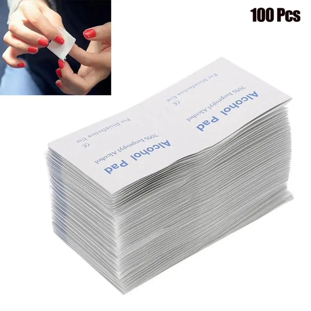 100Pcs Disposable Nail Polish Remover Pads Alcohol Cotton Wash Wipe Clean Towel
