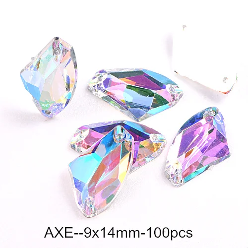 Resin All Shapes Crystal AB Round Sew On Rhinestones Flatback стразы Sewing Rhinestone Wedding Dress F0178 - Цвет: 9x14mm-100PCS