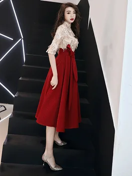 

Fashion Womens Turtleneck Sequin Party Dress Half Sleeve Evening Banquet Elegant Prom Short Dress New Gown Vestido XS-XXL