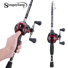 Sougayilang 1.8-2.4m Telescopic Casting Fishing Combo Portable Ultralight Rod and 7.1:1 Gear Ratio Fishing Reel Fishing Tackle