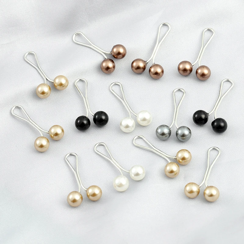 12Pcs/Lot Muslim Hijab Scarf Safety Pin Clips Pearl Ball Brooch Kit Fashion  Jewelry Accessories Bandana Clip
