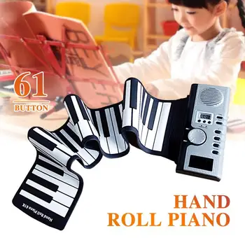 

with Loud Speaker Silicon Electronic Organ Electronic Keyboard Piano Roll Up Piano Flexible 61 Key Education Music Beginner