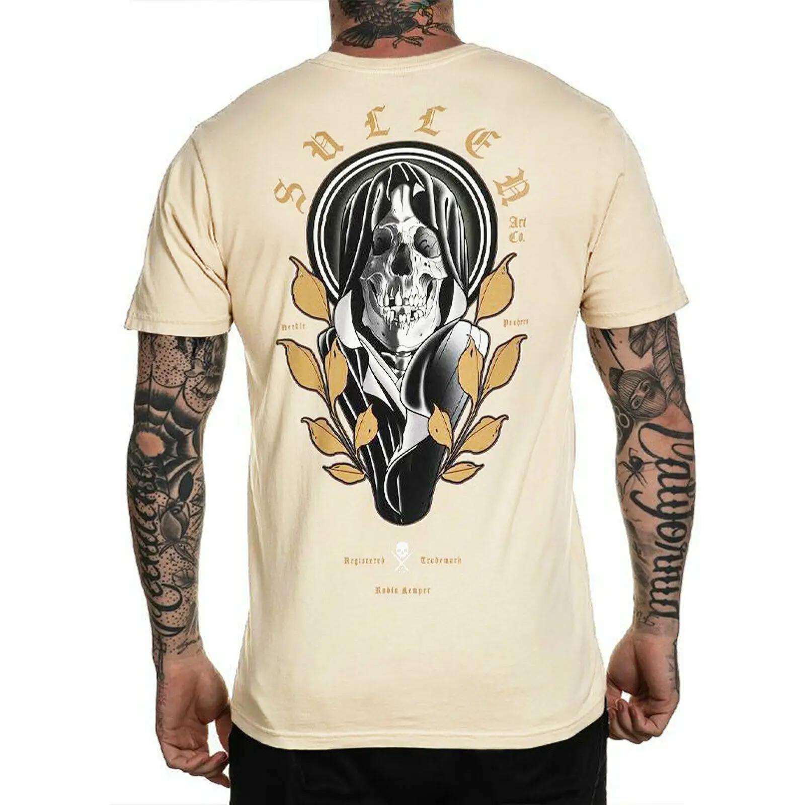 Sullen Mens Kemper Premium Maglietta Manica Corta Beige Abbigliamento Abbigliamento Tatto