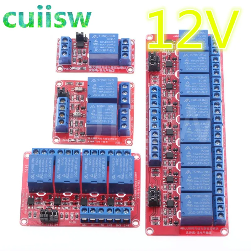 

12V 1 2 4 8 Channel Relay Module Board Shield with Optocoupler Road High and Low Level Trigger Relay for Arduino