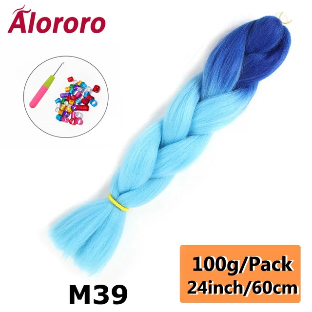 Jumbo Braid Hair Extensions Green Synthetic Braiding Hair 24 Inch Afro Blue Pink Purple Blonde Ombre Hair for Braids Alororo 24inches-M39