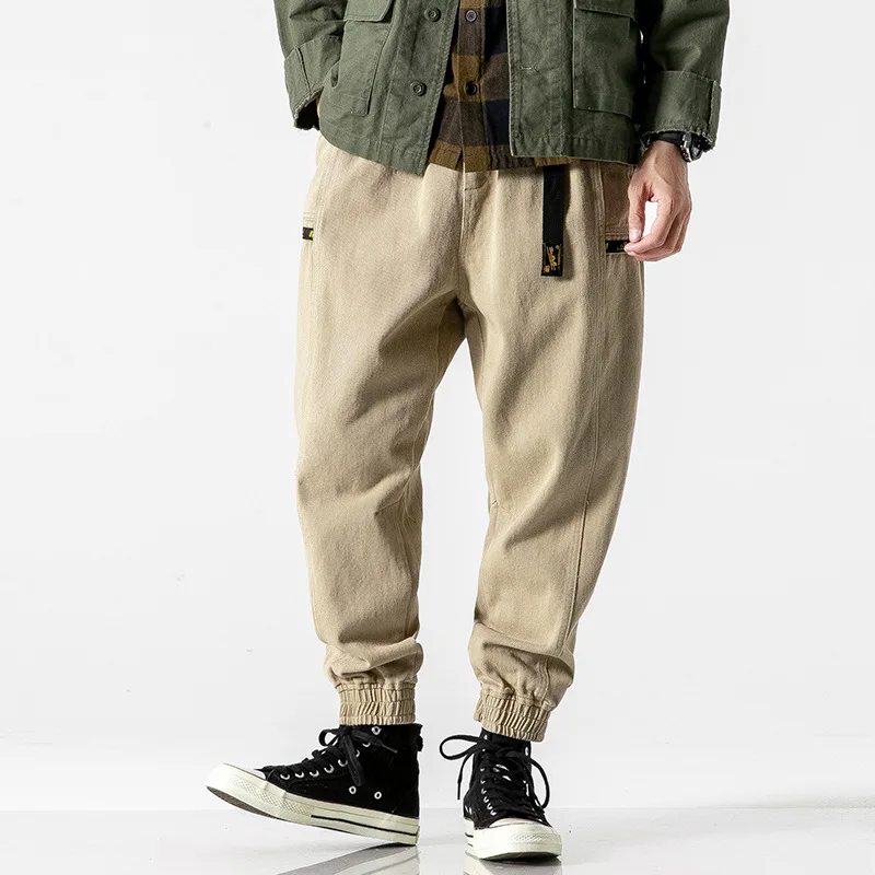 

City Where the Product Three-Color Double Long Twill Bib Overall Elastic Band Men Ankle Banded Pants Casual Pants Men's Handsome
