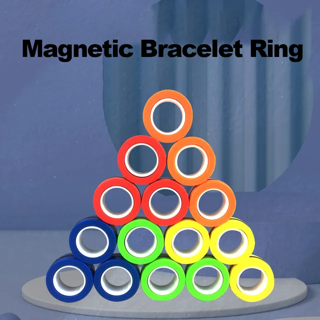 3Pcs Magnetic Rings Unzip AntiStress Fidget Ring Spinner Toy Magic Ring Props Tools Anti Stress Figet Stress Child Toys Relief 2