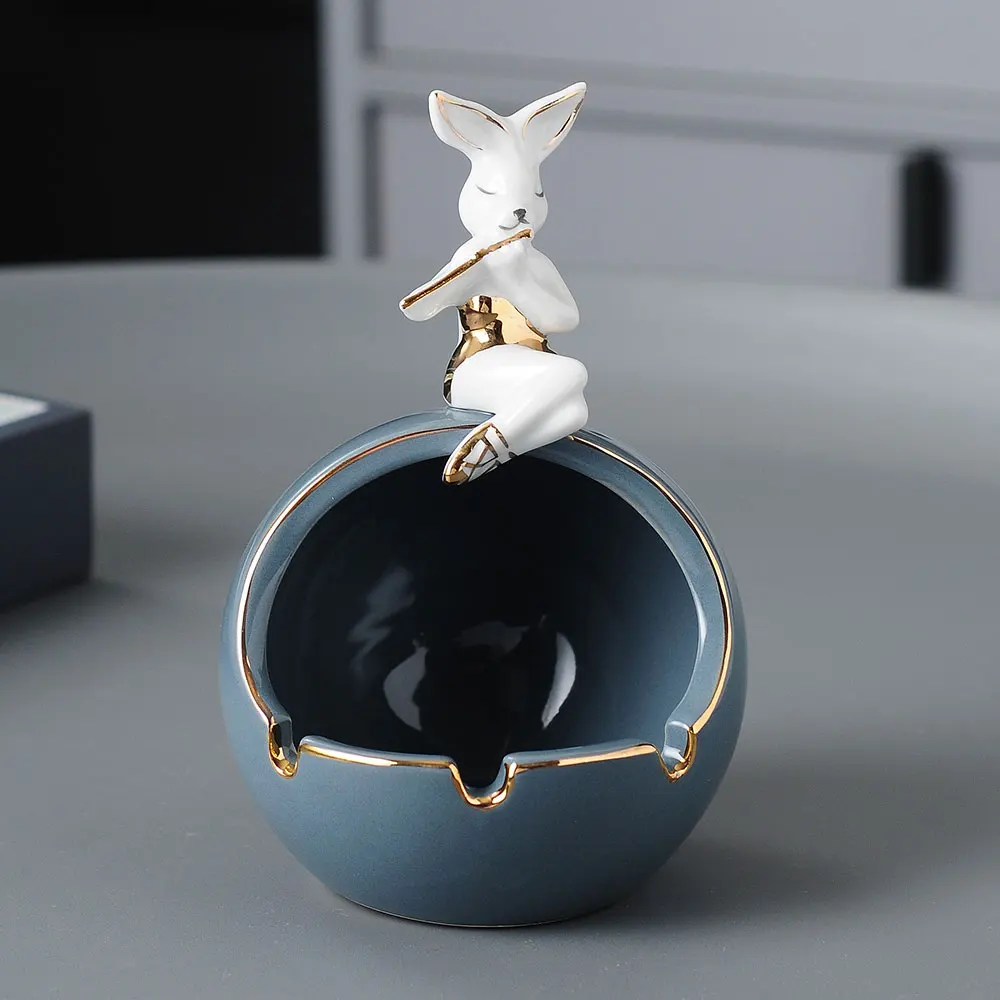 Rabbit Ashtray Ceramic Bunny Gray Ash Tray Weed Cute Gift For Boyfriend Gadgets Smoking Home