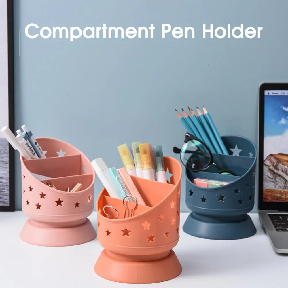 

Multi-function 3 Grid Pen Holder Desk Organizer Cosmetic Brush Storage Box Kawaii School Office Stationery