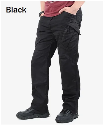 Черный IX7 City Tactical Cargo Pants Men Combat SWAT Army Military Pants Cotton Many Pockets Stretch Flexible Man Casual Trousers 5XL - Цвет: Черный