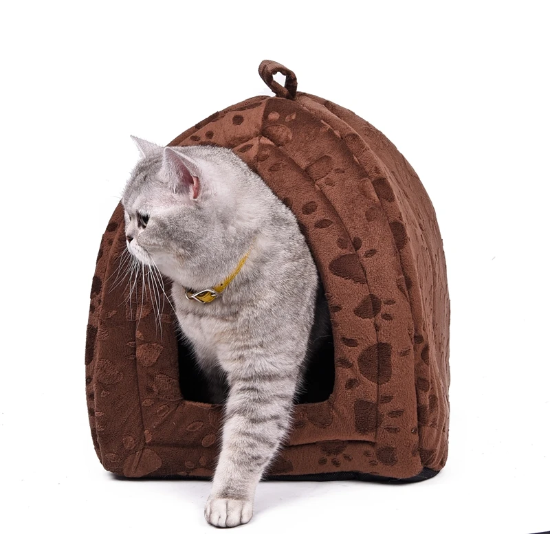 Прямая поставка, складной домик для кошек, кошек, котят, кровать, Cama Para Cachorro, мягкий дом для собак, кошек, собак, домашняя форма, красный, зеленый - Цвет: Gw0022 brown