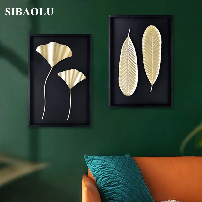 

Modern Luxury Golden Leaf Wall Hanging Decoration Creative Background Simple Leaf Wall Decoration Winter Wonderland Decorations