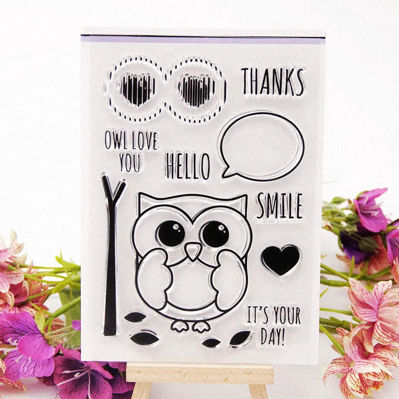 

CLEAR STAMPS Lovely Owl Cute Transparent Stamps for DIY Scrapbooking Card Making Photo Album paper Craft Decoration New Stamps
