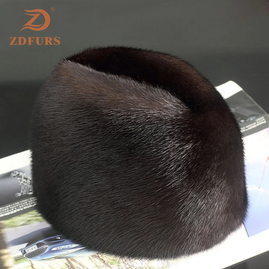 ZDFURS* Мужская норковая меховая шапка новая модная мужская натуральная норковая меховая теплая зимняя шапка топ шапки, головные уборы Beanie BERET