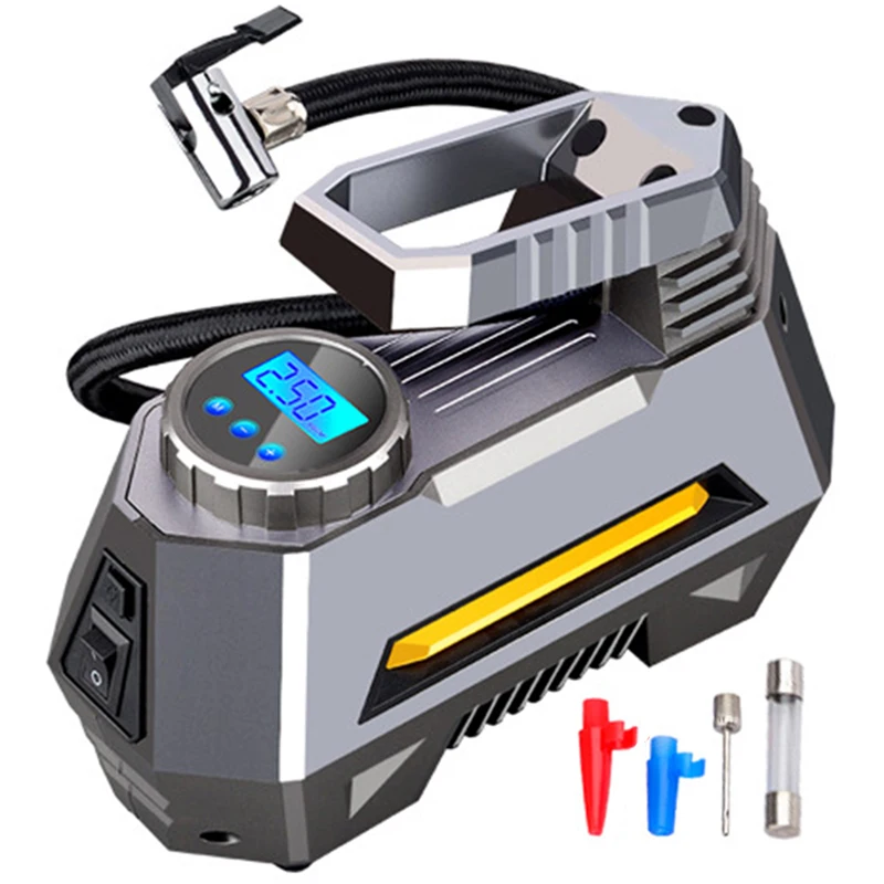 Portátil do Pneu do Compressor de Ar-bomba de Pneu do Carro com Calibre de Pressão Lanterna de Emergência Inflator Calibre Pressão Digital 150 Psi 12v dc Brilhante com de Mod. 187399